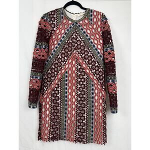 Tory Burch Multicolor Crochet Lace Long Sleeve Mini Dress Size 2
